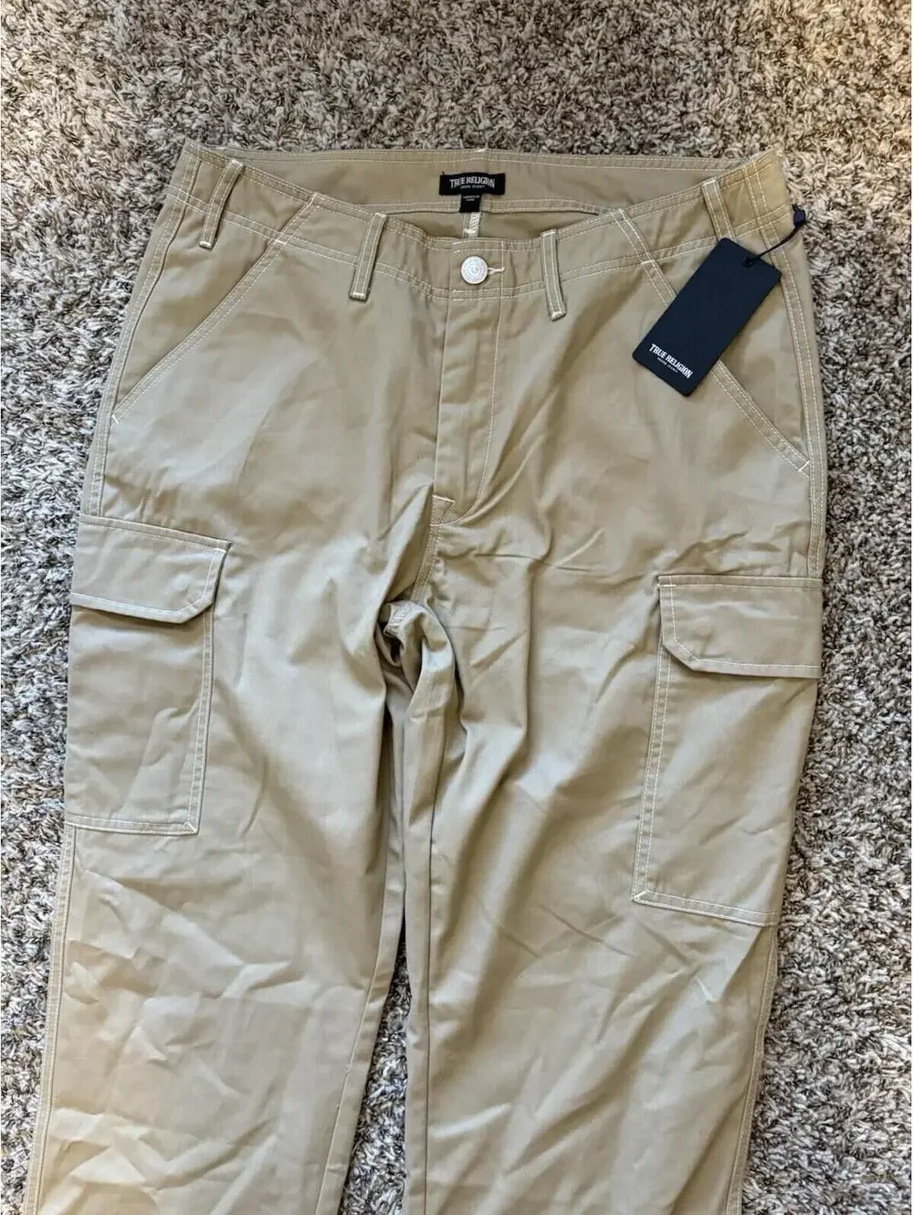 True Religion Cargo Pants Straight Leg Travertine Brown Tan Men's Size 34x32 NWT